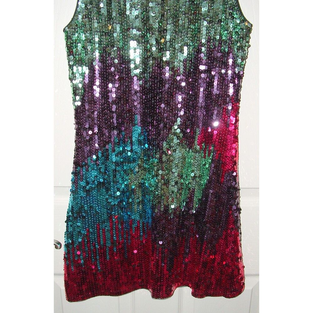 Runway Paris Sparkly Multicolored Sequined Sz Sma… - image 4